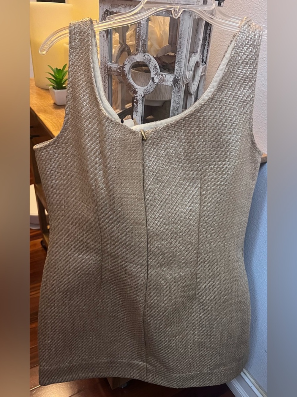 ANTONIO MELANI Beige Woven Dress with Textured Detail - Picture 5 of 9